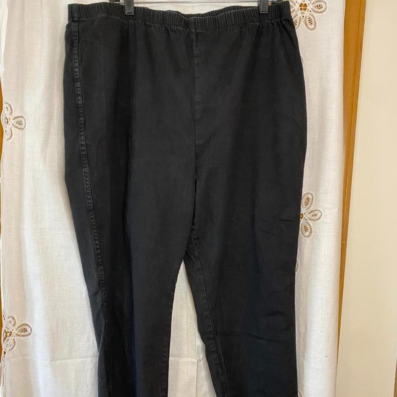 Size 26/28 Faded Glory Stretch Black Elastic Waist Pants - Picture 1 of 8